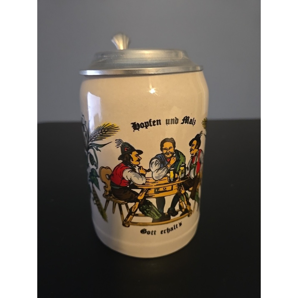 Vintage‎ Hopfen Und Malz Gott Erhalt's German Beer Stein With Pewter Lid Germany